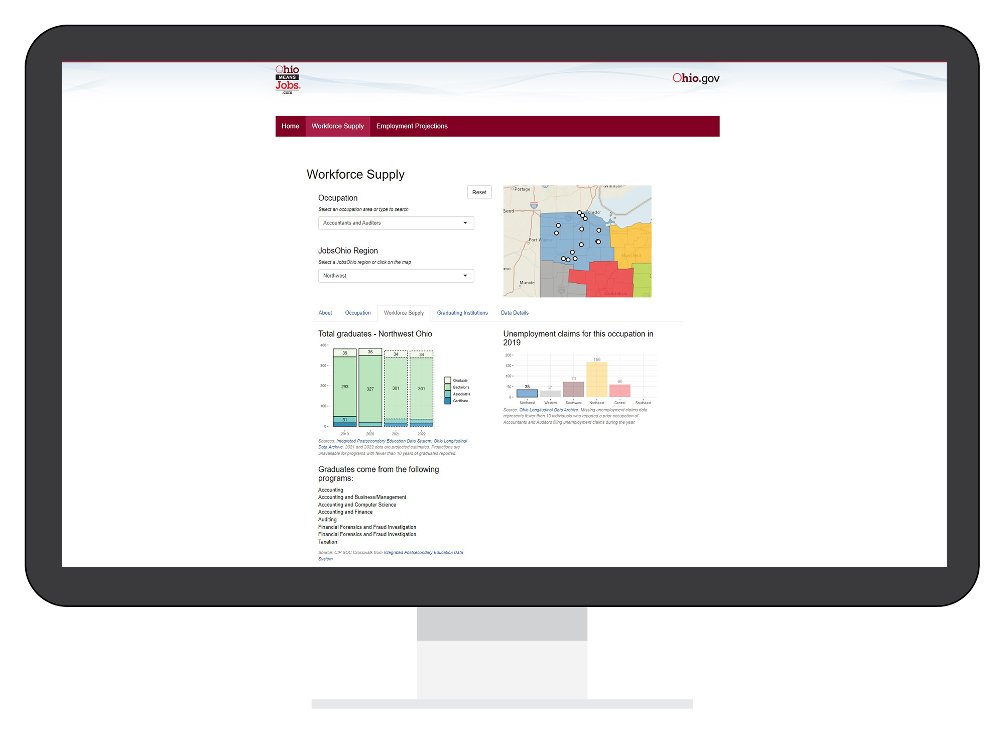 Ohio's Workforce Supply Tool Image